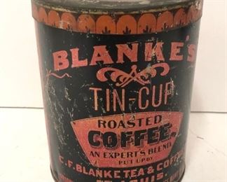 Blanke's Tin Cup Coffee Advertising Tin, St. Louis, MO