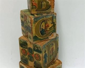 Antique Wooden Lithographed Blocks, Dated 1881