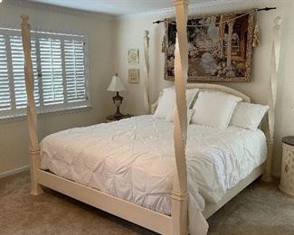 3. Kingsize Bed by Century Furniture.  Bedding included.  4 Poster bed.  All other items in photo beside bed are not included and sold separately. $425