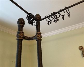 9. Iron post bed with curtain rods for privacy in this bed (or a mosquito net!).  Includes table on side as well.  No wall hangings included.  Kiler style. King Size!  $495