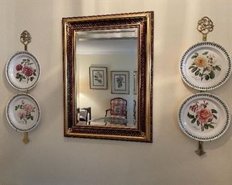 16. Mirror and plates with hangers $85