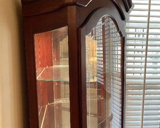 18. Lighted Curio Display CORNER cabinet case in fantastic condition.  Ready to go.  SUper nice $175