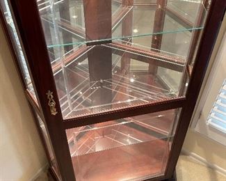 18. Lighted Curio Display CORNER cabinet case in fantastic condition.  Ready to go.  SUper nice $175