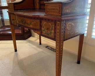 19. Newer desk, but painted, and beautiful with lots of compartments.  I do not know who made this!  No marking $495