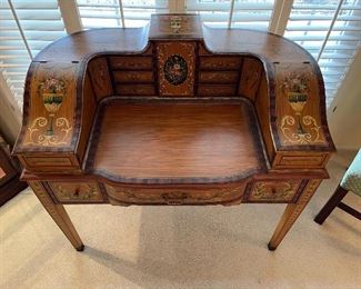 19. Newer desk, but painted, and beautiful with lots of compartments.  I do not know who made this!  No marking $495