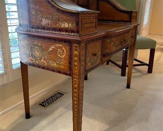 19. Newer desk, but painted, and beautiful with lots of compartments.  I do not know who made this!  No marking $495