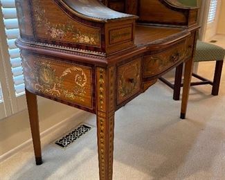 19. Newer desk, but painted, and beautiful with lots of compartments.  I do not know who made this!  No marking $495