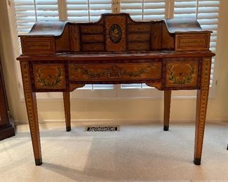 19. Newer desk, but painted, and beautiful with lots of compartments.  I do not know who made this!  No marking $495