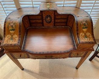 19. Newer desk, but painted, and beautiful with lots of compartments.  I do not know who made this!  No marking $495