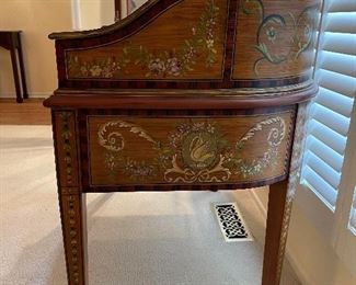 19. Newer desk, but painted, and beautiful with lots of compartments.  I do not know who made this!  No marking $495