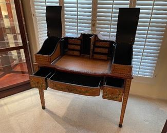 19. Newer desk, but painted, and beautiful with lots of compartments.  I do not know who made this!  No marking $495