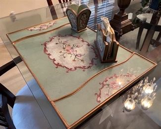 21.  Desk set wtih pencil box, pad and letter holder.  Looks like the Composite stuff made in Italy, but I do not know for sure $35