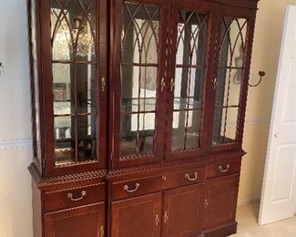 21.  Ethan Allen China cabinet,  in excellent condition.  Very nice high quality Mahogany.  $295