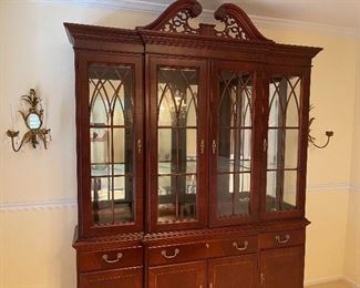 23. Pair of vintage Hollywood Regency Candlestick holder sconces, with mirrors and crystal beads hanging.  Very neat.  $35 pair