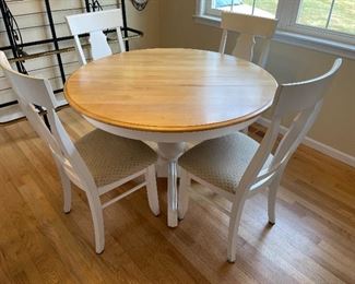 24. Kitchenette table, possibly Ethan Allen with 4 chairs.  Very solid and classic as can be.  $195 for the set 