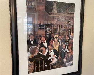 25. Kitchen italian waiter decor, print and 2 plate racks with plates $25