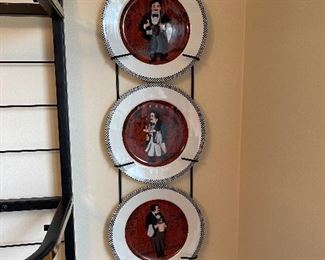 25. Kitchen italian waiter decor, print and 2 plate racks with plates $25