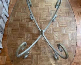 26. Coffee table and matching metal and glass end tables (3 pieces total) $275 for all