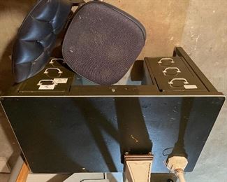 34. Small tanker desk with leather top and vintgae chair.  Top could be cleaned, but otherwise great.  $50