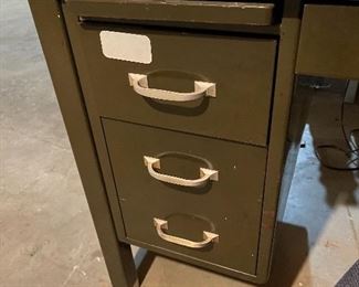 34. Small tanker desk with leather top and vintgae chair.  Top could be cleaned, but otherwise great.  $50