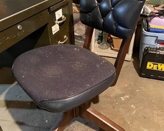 34. Small tanker desk with leather top and vintgae chair.  Top could be cleaned, but otherwise great.  $50