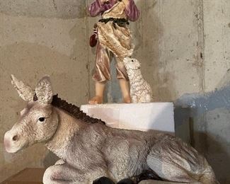 41. Thomas Kinkade Holy Night Nativity Set of two figures.  LARGE!  Large Donkey and boy with sheep.  Both come wtih styrofoam, donkey has box.  No issues.  I am the first person to release from box.  Boy is 24" tall.  $85 for both
