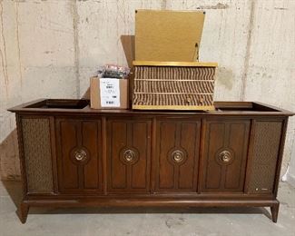 47. Hi Fi with extra Magnavox tabletop record player.  Untested.  Includes some cassette tapes.  What you see if what you get here. $50