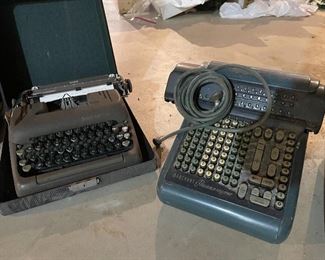 49. Set of 4 typewriters and one adding matching.  Royal and remington and more $75