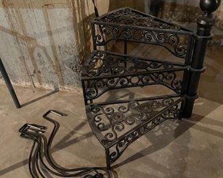 58. Miscellaneous items including mirror, high chair, antique sewing cabinet, stair plant stand and small stool $90