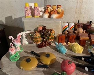 67. WHOA!  About 80 plus pair of salt and pepper shakers but this is an older collections.  I didn't see too many plastic ones here.  All nice.  Some Holt Howard $250