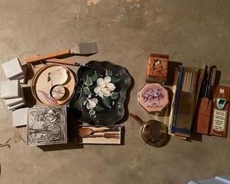 72. Trays, kitchen knives, tin boxes and more $15