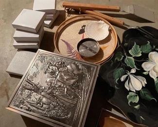 72. Trays, kitchen knives, tin boxes and more $15