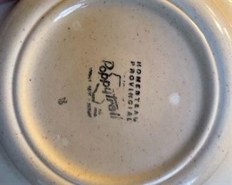 80. Table contents including candlesticks and matching wine glasses, and some Poppytail plates/ bowls. $75