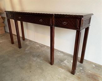 85. Foyer Table.  Matches the 2 side tables and in in great shape.  It was just covered and stored in the garage.  $150