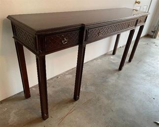 85. Foyer Table.  Matches the 2 side tables and in in great shape.  It was just covered and stored in the garage.  $150