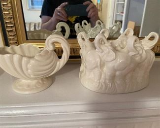 91. Mantle of smalls, decorative items $65