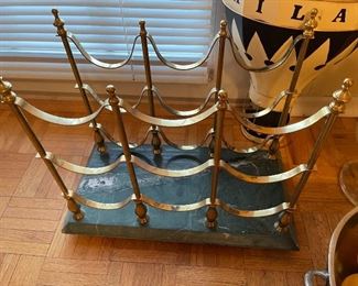98. Nice lot of marble based wine holder, glass and metal dish of faux lemons $35
