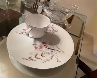 100. Mirrored pieces wtih dishware and one piece of Cloisoinne marked china $40
