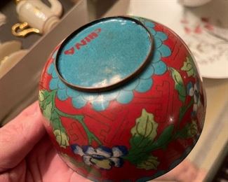 100. Mirrored pieces wtih dishware and one piece of Cloisoinne marked china $40