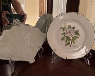 103. Six total  shelves of dishes and decorative items $70