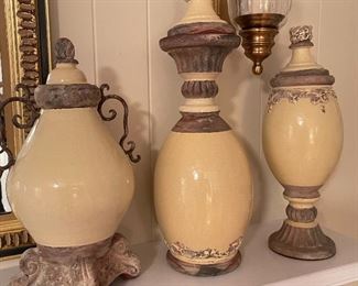 91. Mantle of smalls, decorative items $65