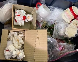 107. SIMILAR ITEMS, SO PLEASE MAKE SURE YOU ARE CLEAR OF THE ITEM NUMBER.                                       Two tubs of mostly Christmas items.  The top layer is shown but each tub has a lot of what you see here.  Tubs are included as well. $70 both