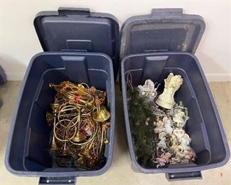 108. SIMILAR ITEMS, SO PLEASE MAKE SURE YOU ARE CLEAR OF THE ITEM NUMBER.                                       Two tubs of mostly Christmas items.  The top layer is shown but each tub has a lot of what you see here.  Tubs are included as well. $50 both