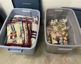 110. SIMILAR ITEMS, SO PLEASE MAKE SURE YOU ARE CLEAR OF THE ITEM NUMBER.                                       Two tubs of mostly Christmas items.  The top layer is shown but each tub has a lot of what you see here.  Tubs are included as well. $75 both