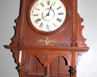 Victorian Walnut Wall Clock, Antique