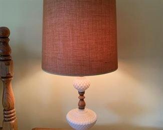 REDUCED!  $22.50 NOW, WAS $30.00.................Pair of Milk Glass Lamps (P405)