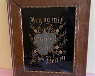 $30.00..................Antique Norwegian Picture Painted on Glass 16" x 19" (P508)