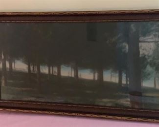 HALF OFF !  $22.50 NOW, WAS $45.00...................Antique Picture 26 1/2" x 15"  Signed Bue (P519)