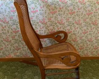 CLEARANCE  !  $30.00 NOW, WAS $80.00.................Antique Cane Rocking Chair (P576)
