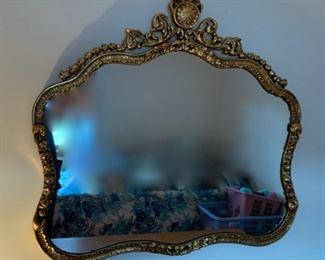 HALF OFF !  $30.00 NOW, WAS $60.00.................Pretty Vintage Mirror, actual mirror in good condition 36” wide by 33” tall  (P)